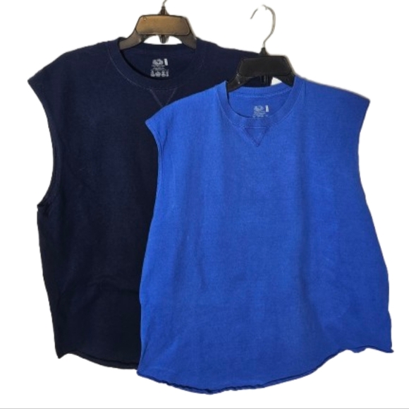 Fruit of The Loom Older Blue and Navy Sleeveless Tops Size Large - Picture 1 of 6